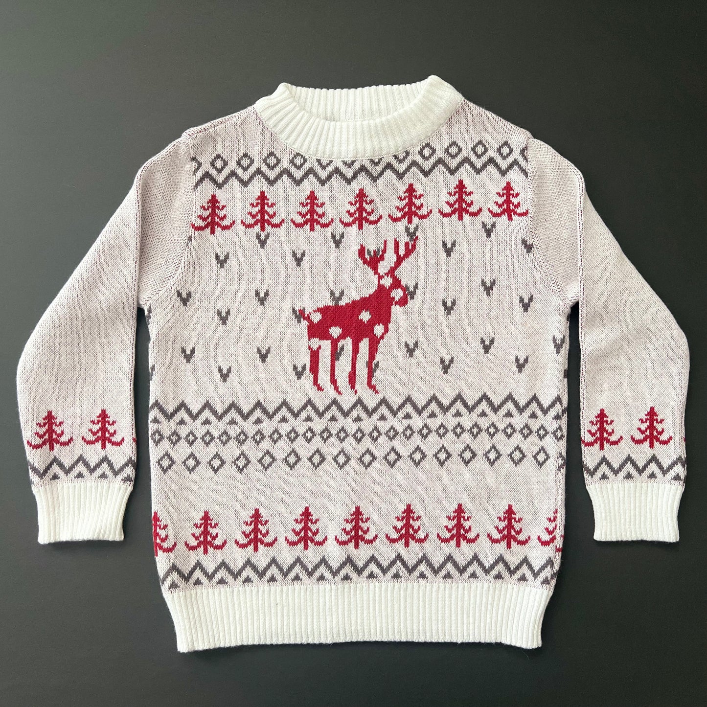 Long Sleeve 100% Cotton Grey Moose Christmas Jumper